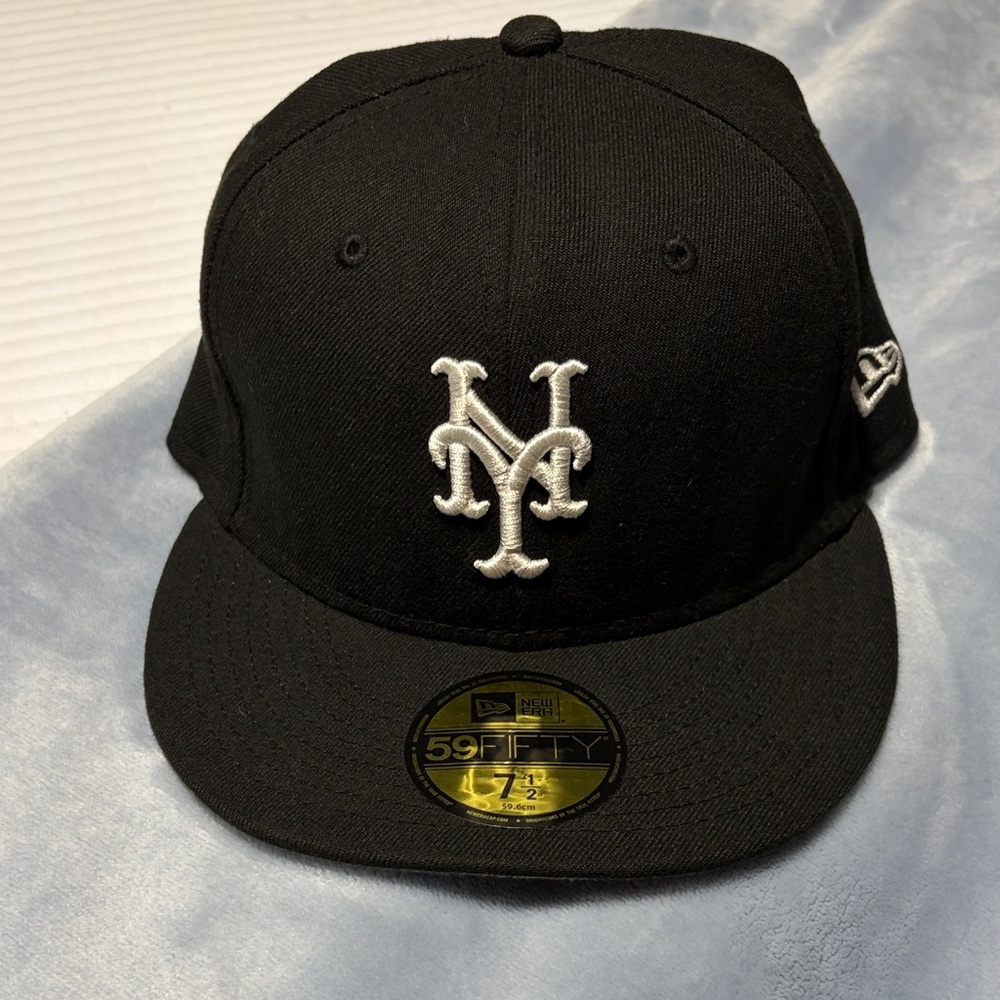 New Era Black 59FIFTY Fitted Hat with White Logo